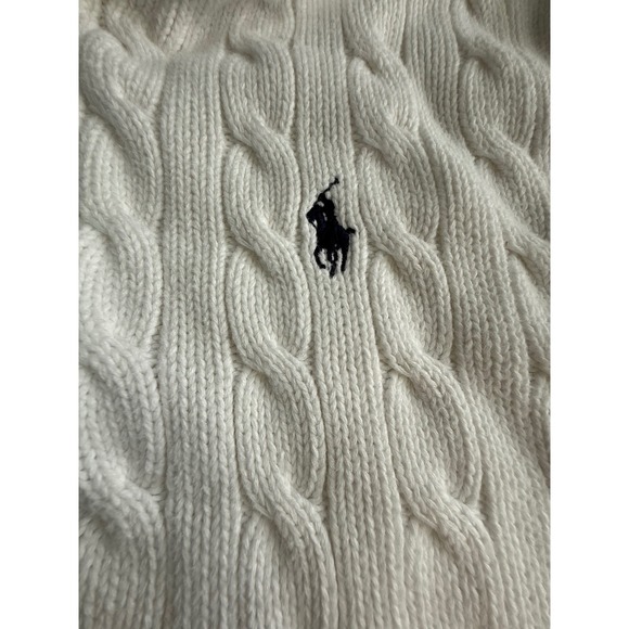 Ralph Lauren Womens Cable-Knit 100% Cotton White Full-Zip Hoodie Size M Classic - Picture 2 of 9